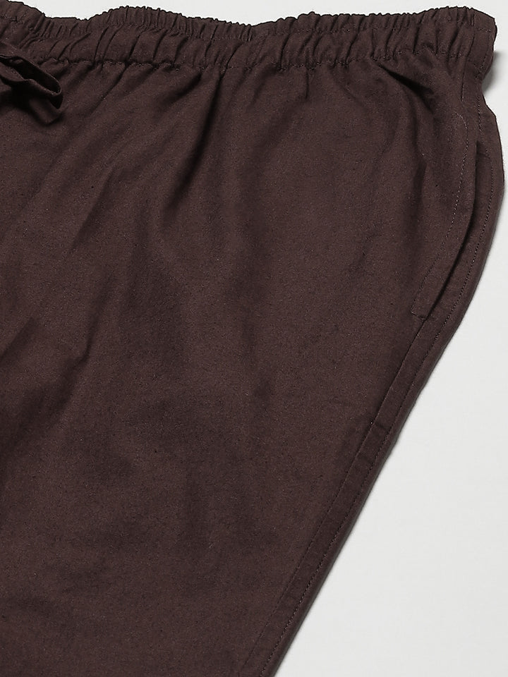 Combo Pack of 2: Deep Brown & Brown Solid Cotton Pyjamas