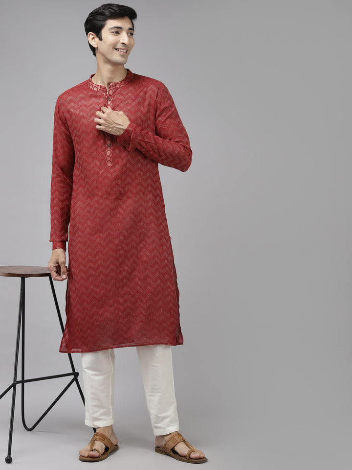 Men Mroon & beige thread work