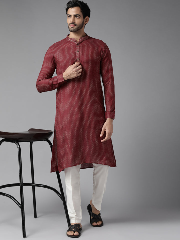 Silk Woven Straight Kurta with Pyjama