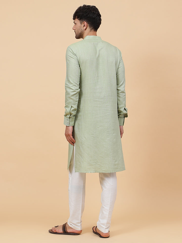 Woven Striped Straight Cotton Kurta