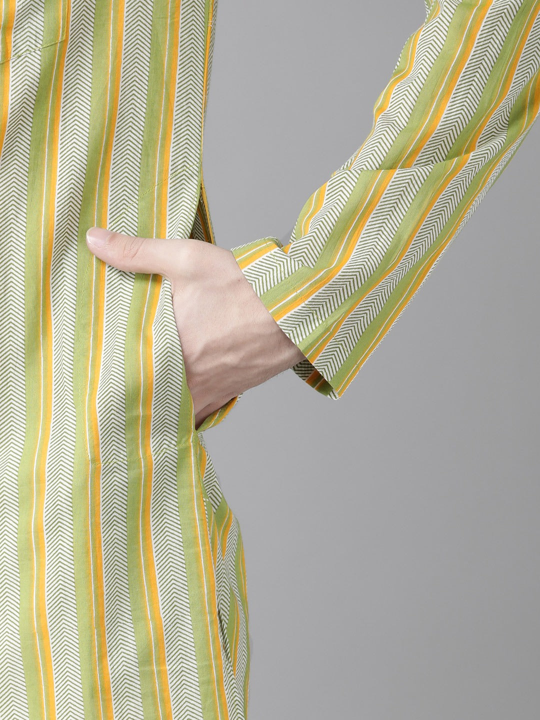 Yellow And White Printed Straight Kurta