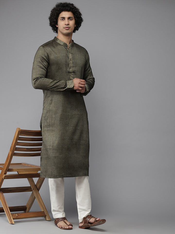 Silk Woven Straight Kurta with Pyjama