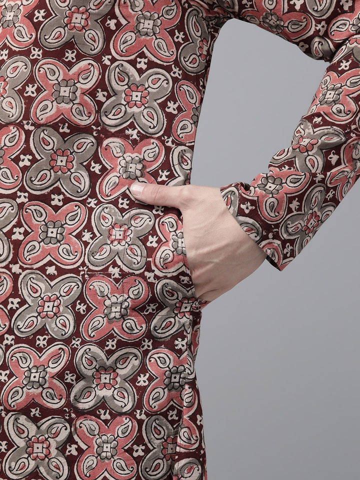 Handcrafted Block printed Kalamkari straight Sustainable kurta