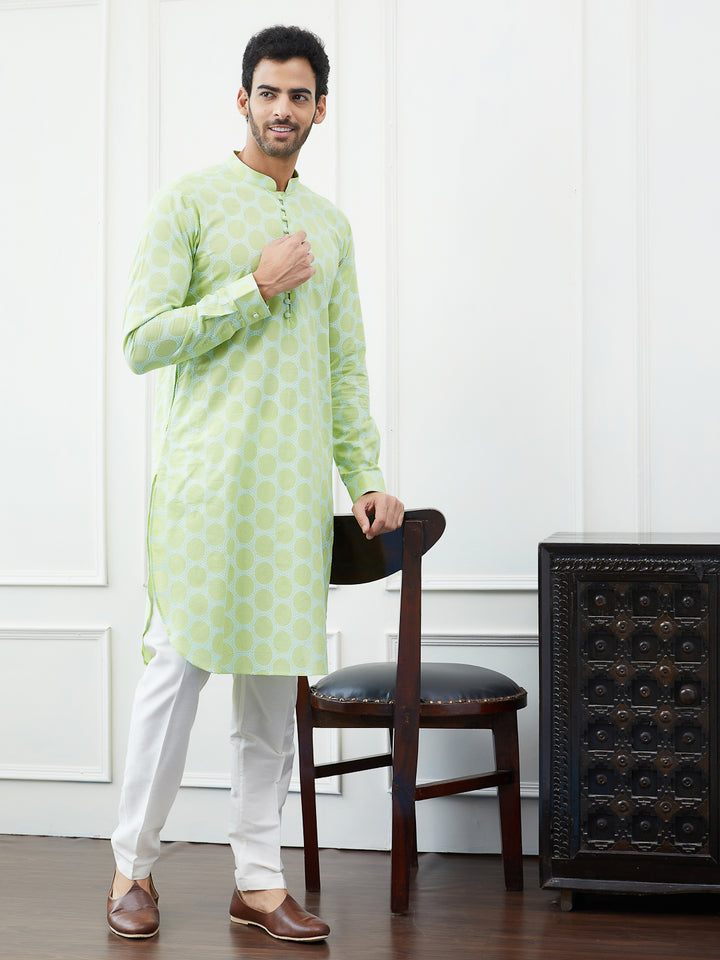 Embroidered Pure Cotton Straight Kurta with Pyjama