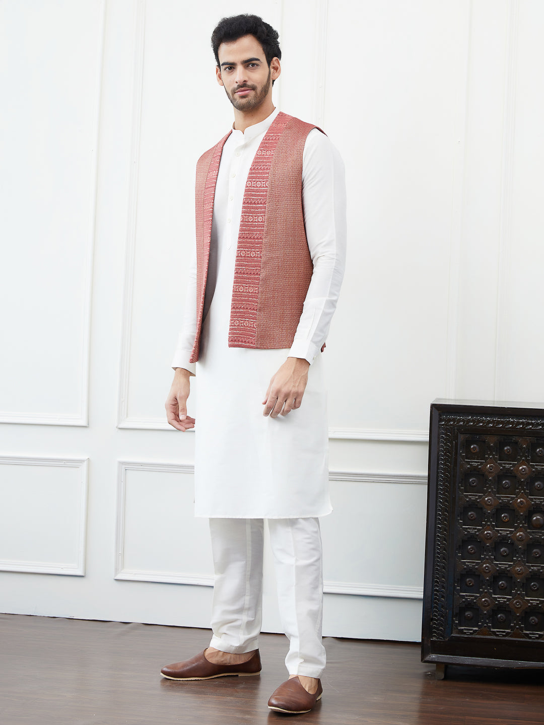 Woven Jacquard Nehru Jacket
