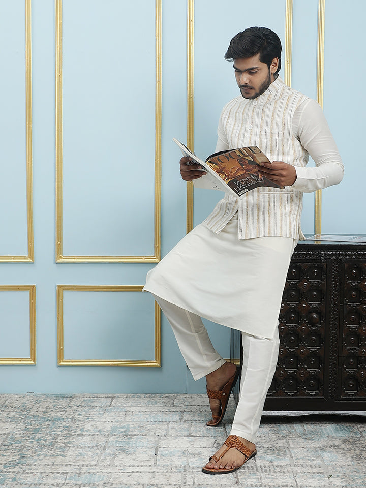Solid Handwoven Pure Cotton Nehru Jacket