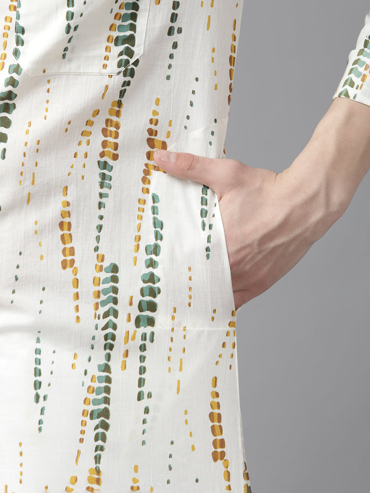 White Multi Tie and dye Straight Kurta