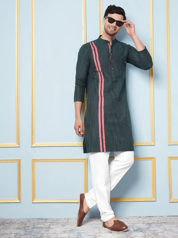 Woven Straight Kurta With Pyjama