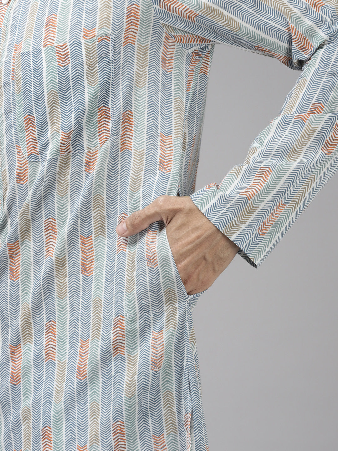 Men Multy Printed Pure Cotton Straight Kurta