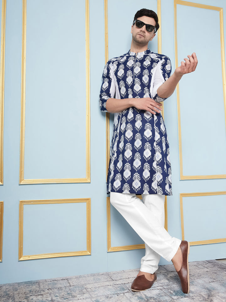 Ikat Printed Kurta With Pyjama