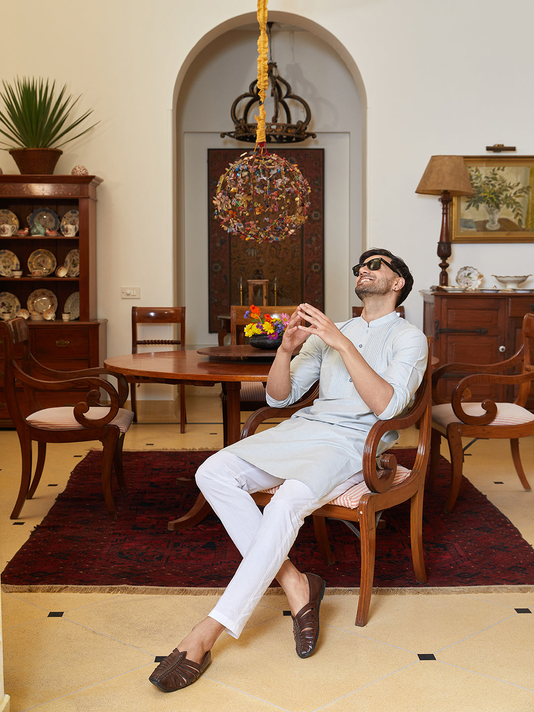 Pintuck Yoke Cotton Silk Straight Kurta