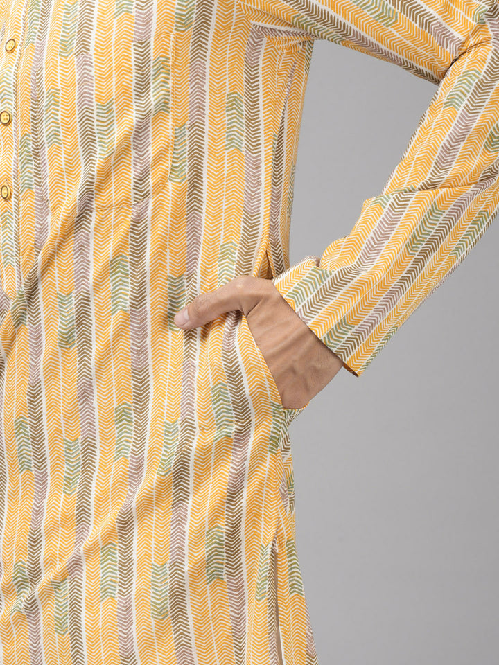 Self-Printed Pure Cotton Straight Kurta