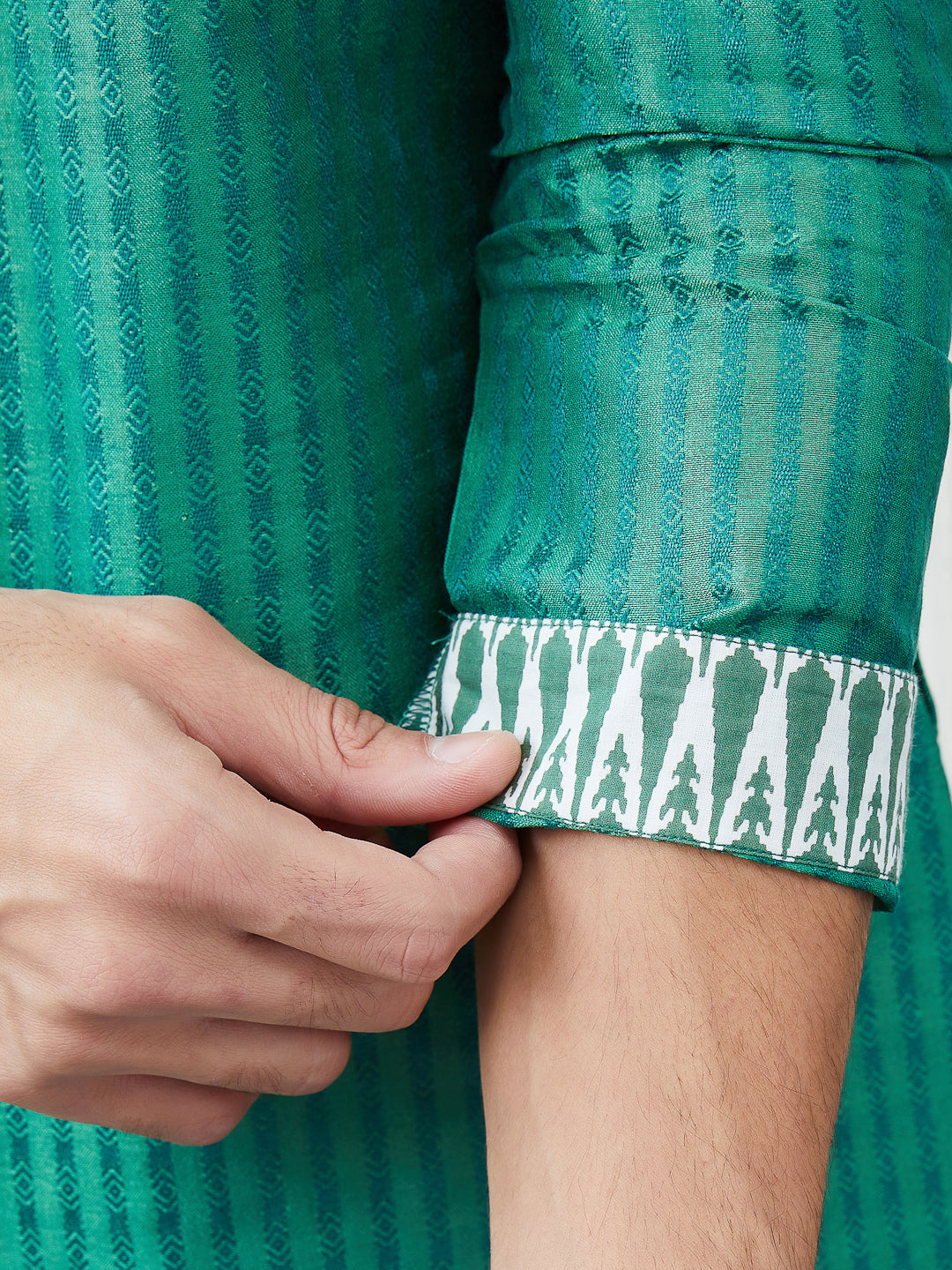 Thread Worked Cotton Silk Straight Kurta