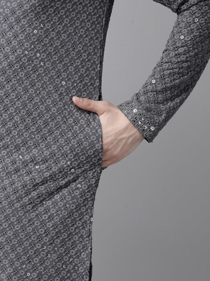 Sequins Embroidered Rayon Kurta