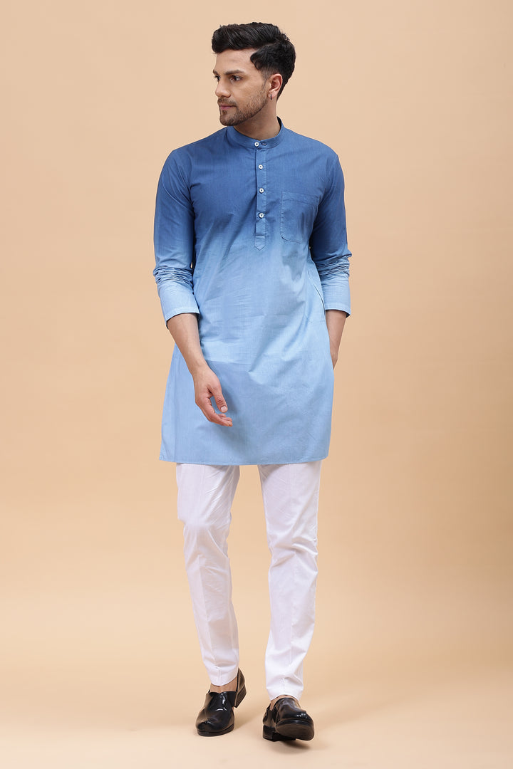 Ombre Dyed Pure Cotton Kurta with Pyjama