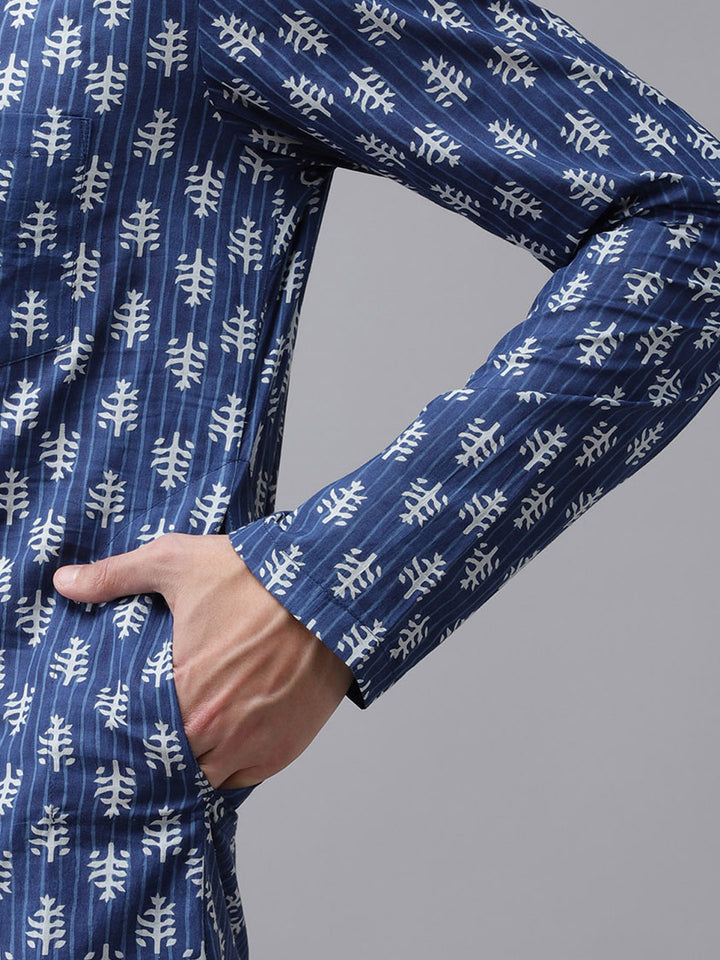 Men Pure Cotton Floral Printed Kurta