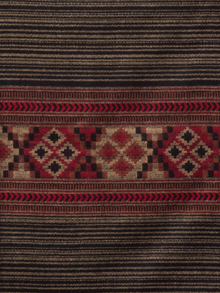 Tweedle Kullu Pattern Wool Blend Shawl for Men | Traditional Himachali Design | Black -  40x80