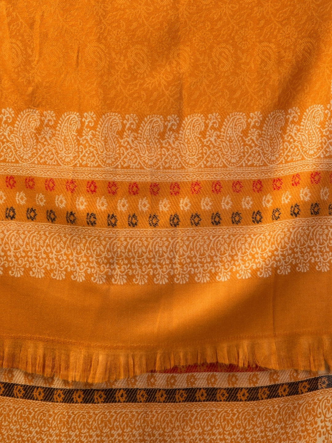 Tweedle Self-Design Jamawar Shawl for Men, Wool Blend, Yellow – 40x80