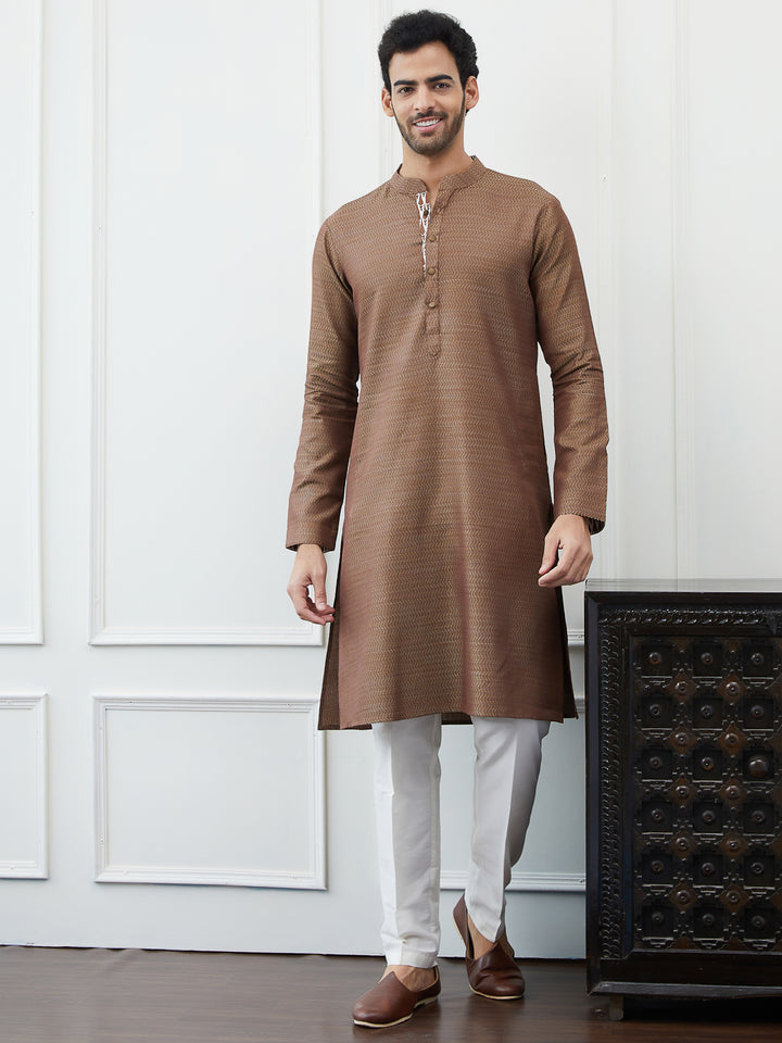 Thread Worked Cotton Silk Straight Kurta