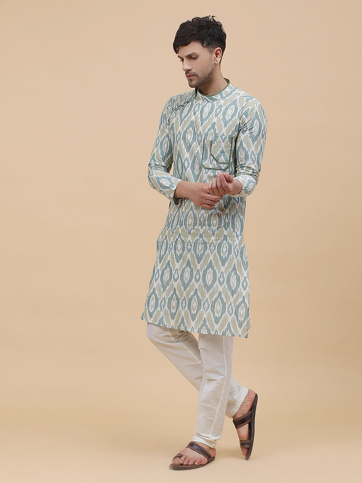 Ikat Printed Cotton Kurta