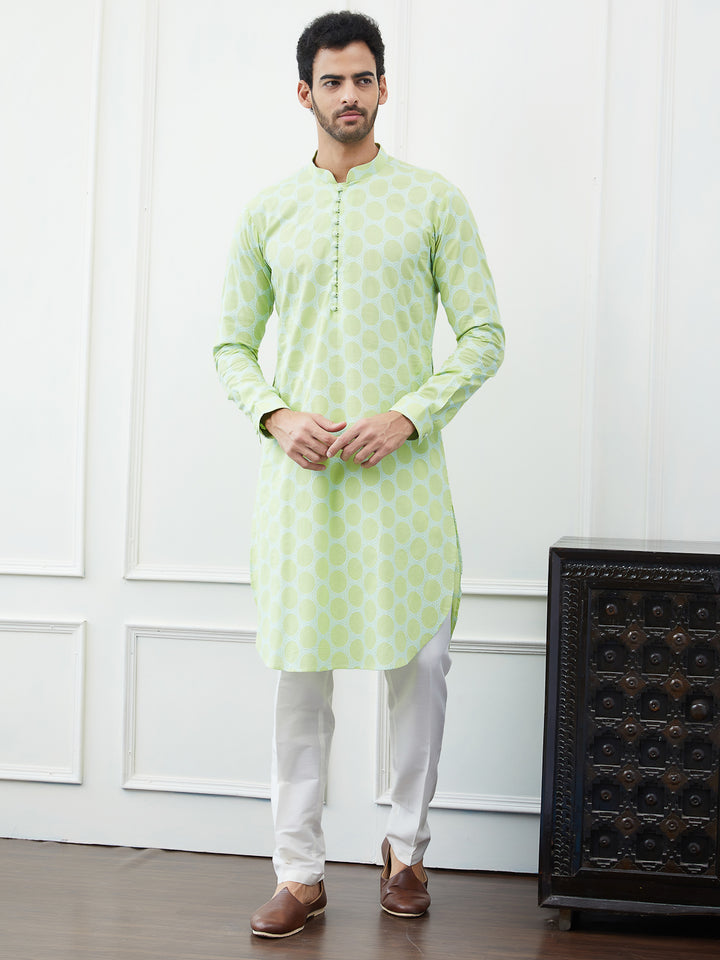 Embroidered Pure Cotton Straight Kurta with Pyjama