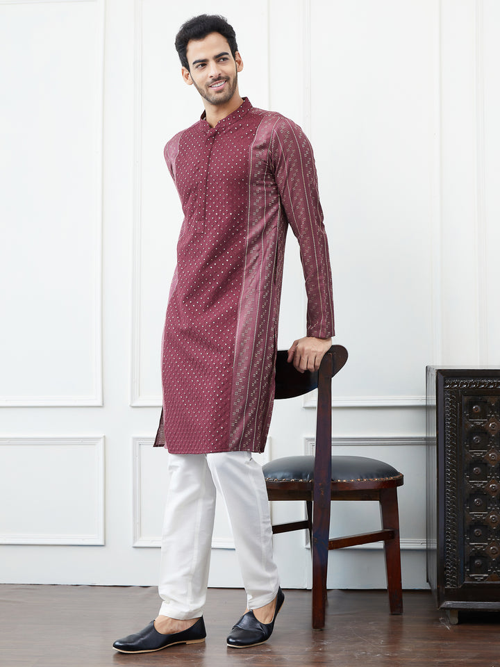 Embroidered Sequin and Thread Worked Straight Kurta
