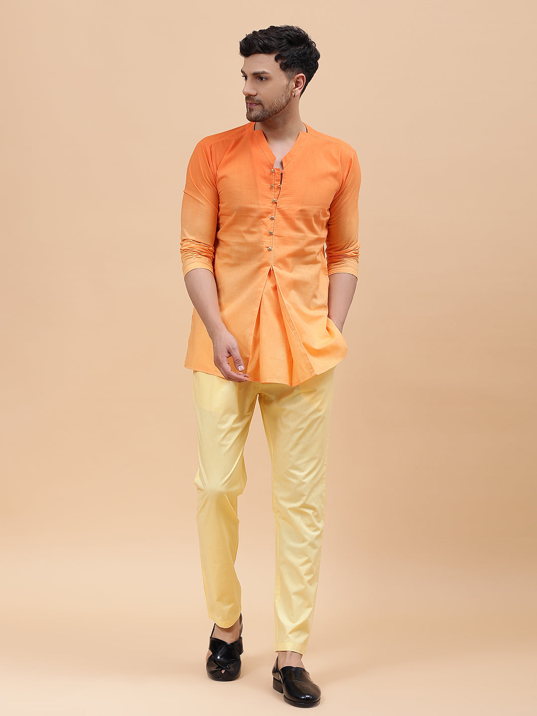 Ombre Dyed Pure Cotton Short Kurta with Pyjama