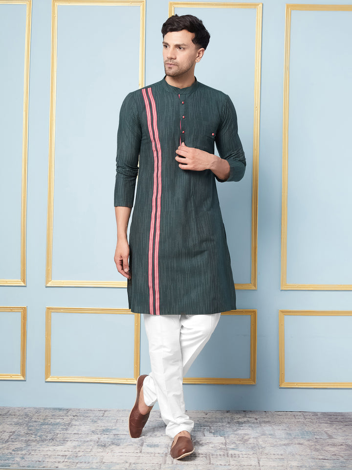 Woven Straight Kurta With Pyjama