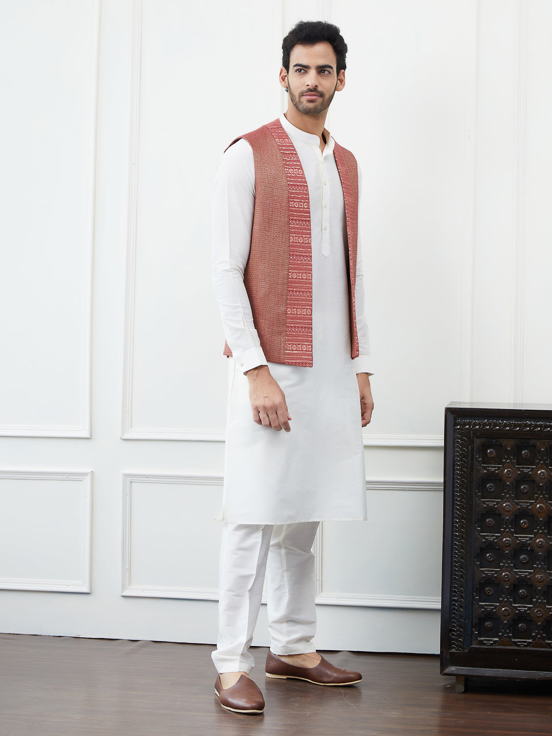 Woven Jacquard Nehru Jacket