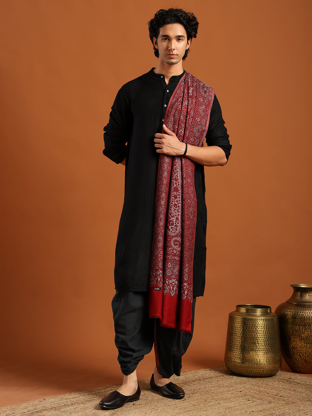 Tweedle Soft Bamboo Modal Stole for men - Red