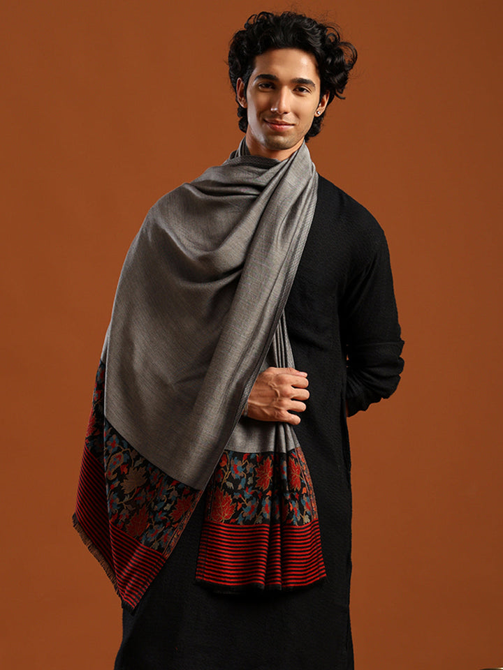 Tweedle Silky Soft Bamboo Stole for Men, Silk Modal Scarf for Gents - Grey
