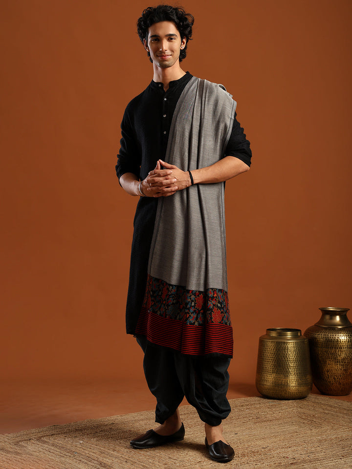 Tweedle Silky Soft Bamboo Stole for Men, Silk Modal Scarf for Gents - Grey