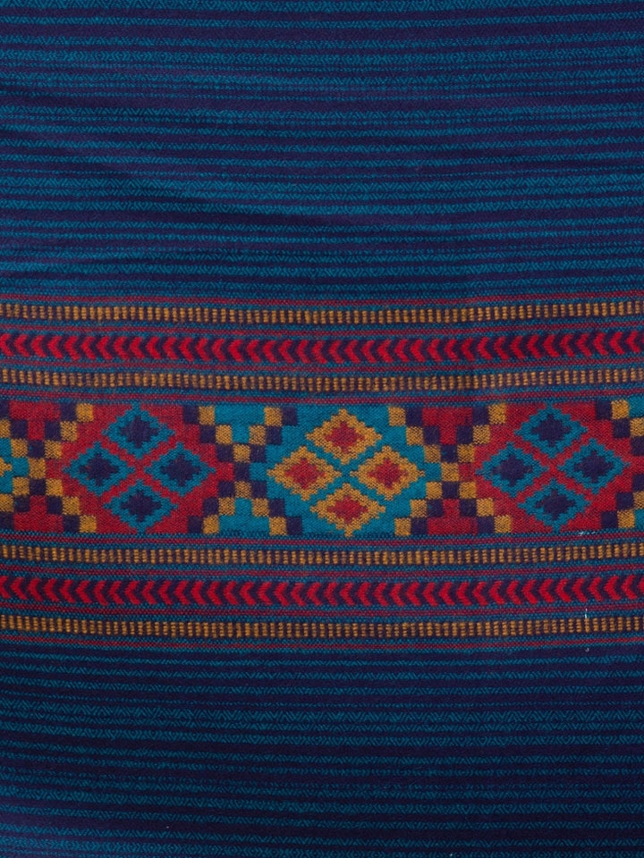 Tweedle Kullu Pattern Wool Blend Shawl for Men | Traditional Himachali Design | Light Blue -  40x80