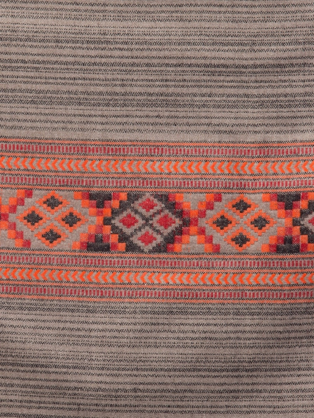 Tweedle Kullu Pattern Wool Blend Shawl for Men | Traditional Himachali Design | Grey -  40x80