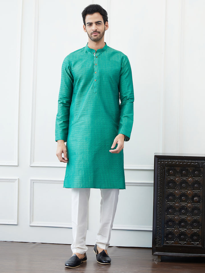 Thread Worked Cotton Silk Straight Kurta