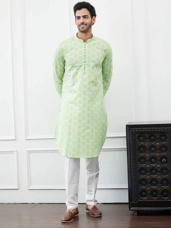 Embroidered Pure Cotton Straight Kurta with Pyjama