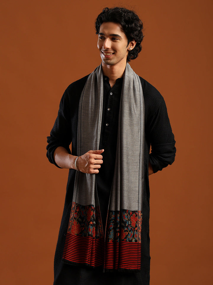 Tweedle Silky Soft Bamboo Stole for Men, Silk Modal Scarf for Gents - Grey