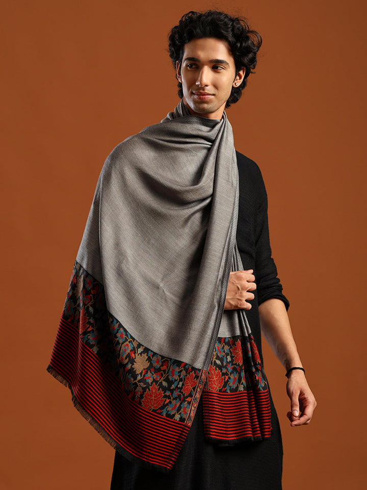 Tweedle Silky Soft Bamboo Stole for Men, Silk Modal Scarf for Gents - Grey