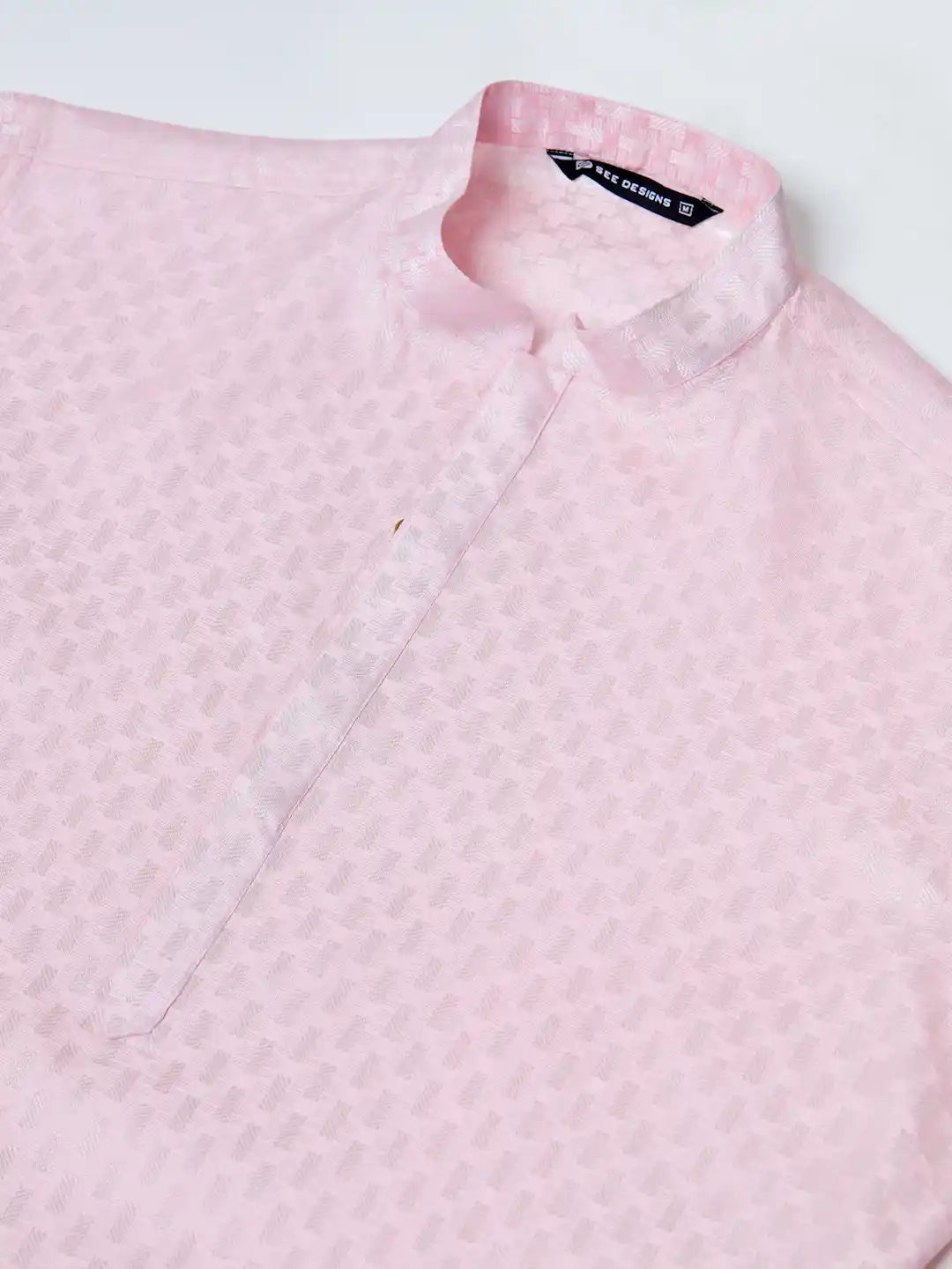 Pink Silk jacquard Straight Kurta with Pyjama