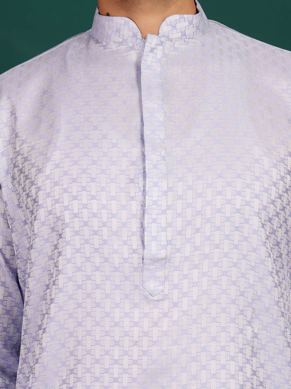Light lavender-Silver Woven Jacquard Art Silk Straight Kurta – Purple