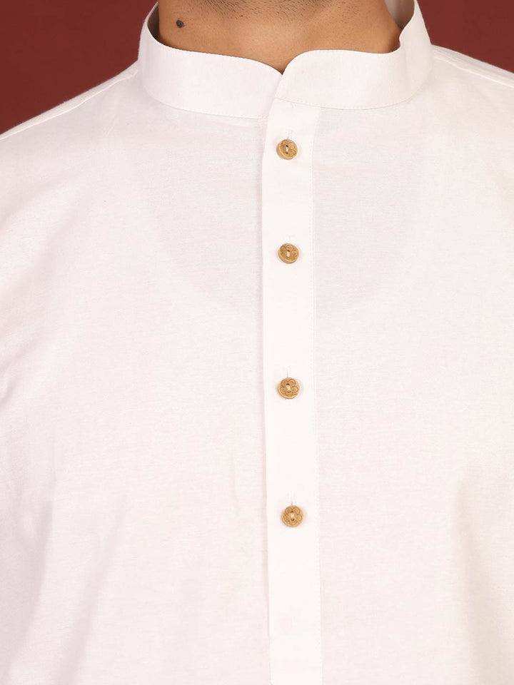White Delux Cotton Solid Straight Kurta