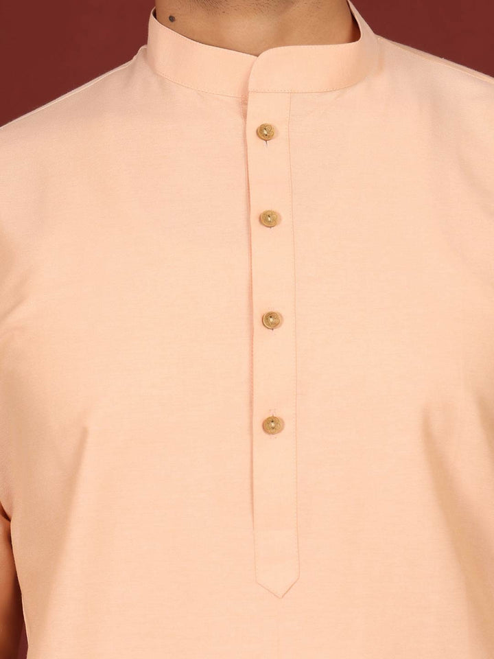 Peach Delux Cotton Solid Straight Kurta