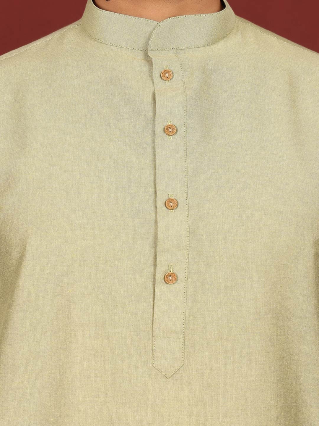 Pistachio Green Delux Cotton Solid Straight Kurta