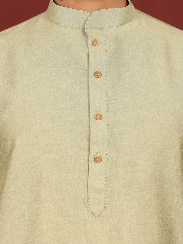 Pistachio Green Delux Cotton Solid Straight Kurta