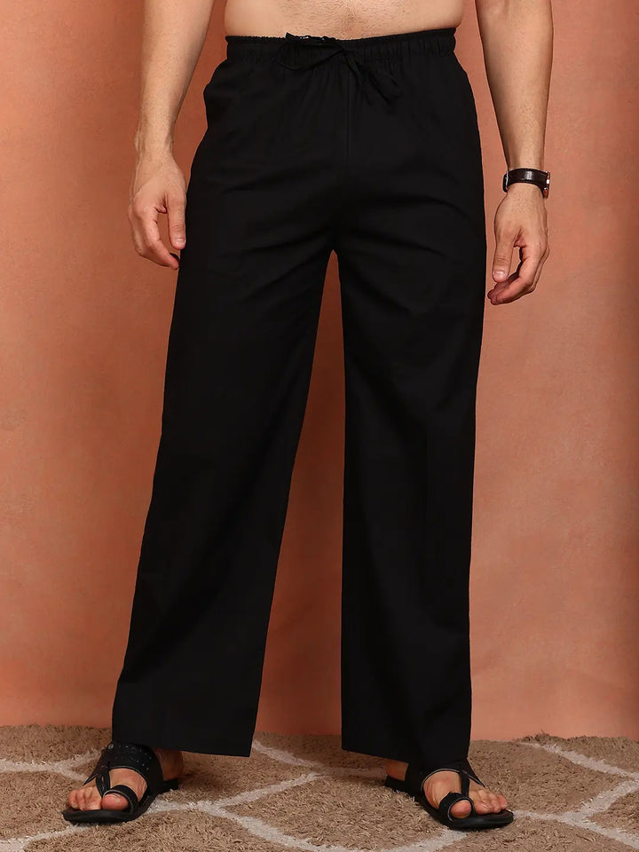Men's Relaxed Fit Straight Cotton Pyjama with Drawstring