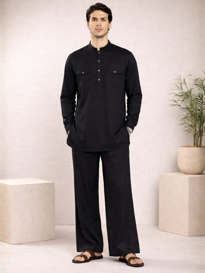 Men's Rayon Solid Pathani co-ord Set