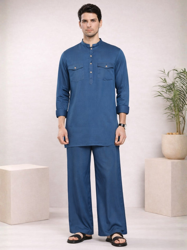 Men's Rayon Solid Pathani co-ord Set