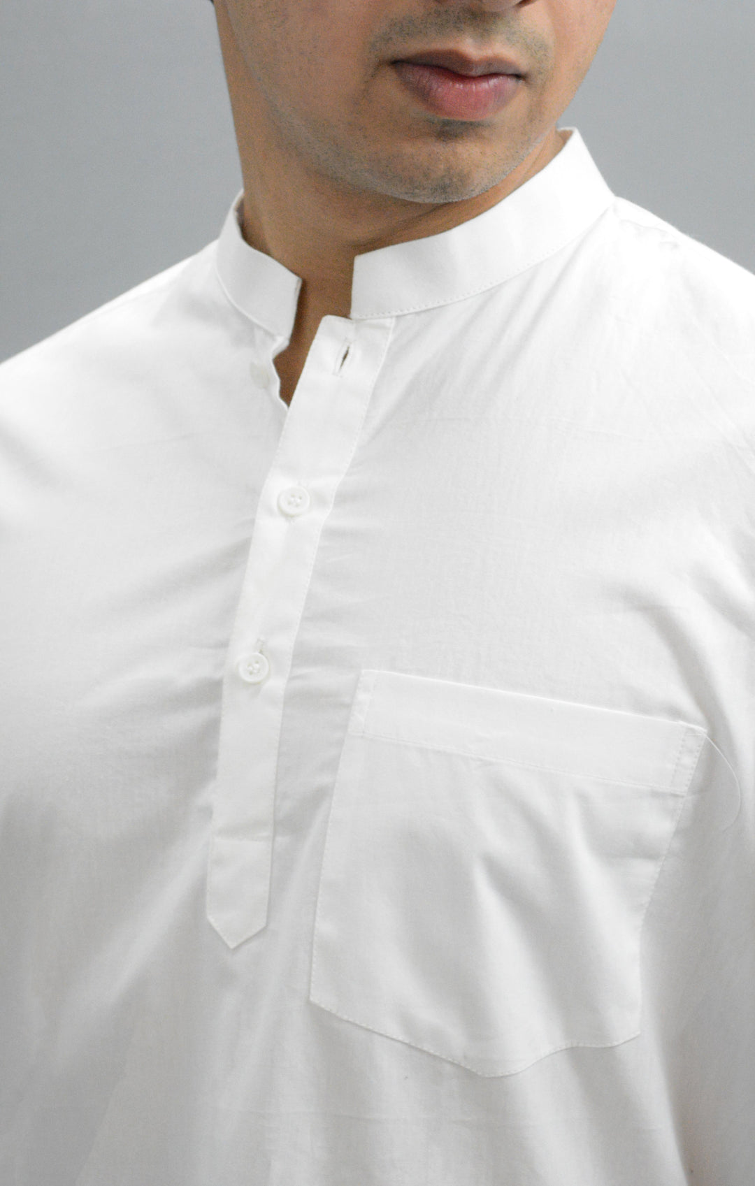 Men White Pure Cotton Short Kurta
