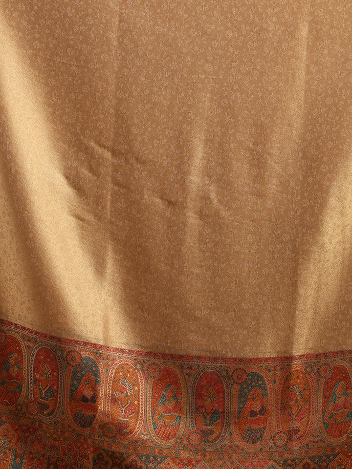 Woven Design, Ethnic Motifs Zari Shimmer Shawl for Men – Off-White - 40x80