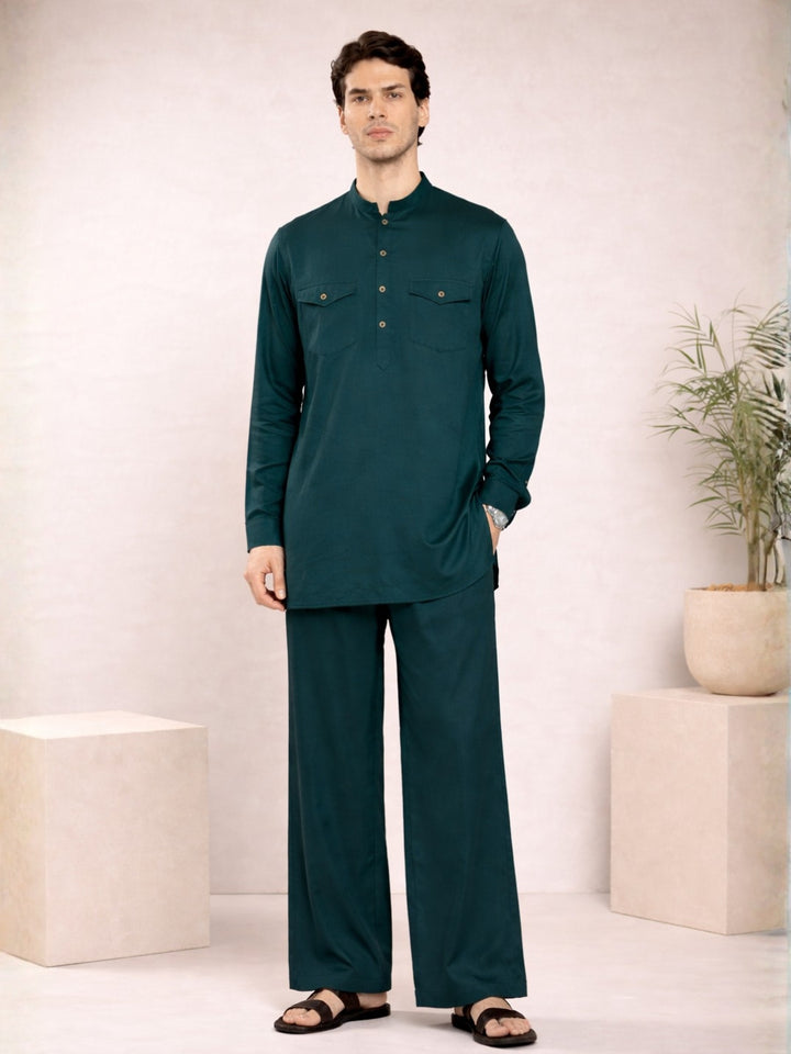 Men's Rayon Solid Pathani co-ord Set